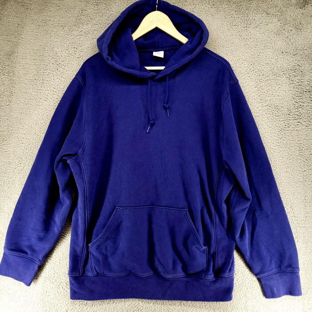 J Crew Mens L Re-imagined Sportswear NY Purple Hoodie Cotton Blend Pullover